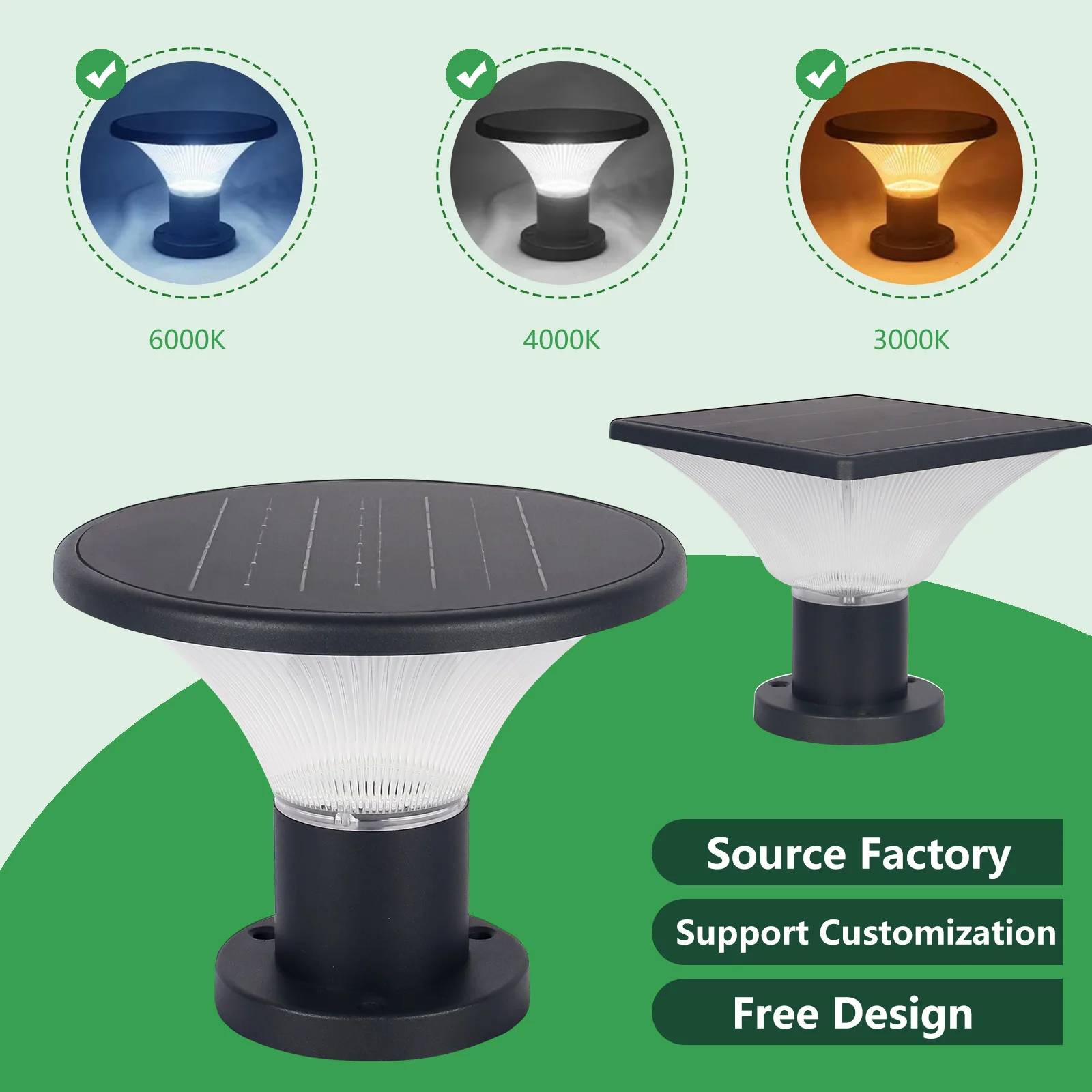 Solar Lawn Lamp LED IP65 Extreme Weather Resistant High-Brightness LiFePO4 Battery Aluminum Alloy