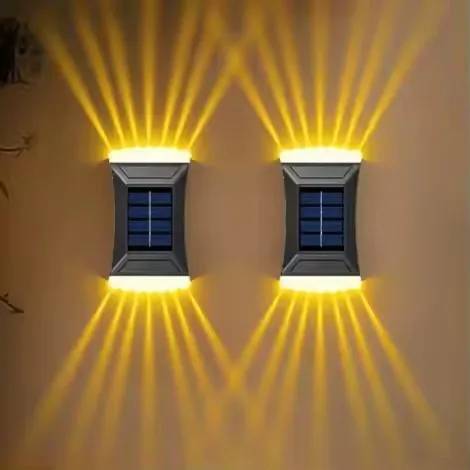 Solar LED Wall Lights Up/Down IP65 Outdoor Waterproof Rechargeable Dimmable 3000-6000K 120 Beam Angle for Garden Yard